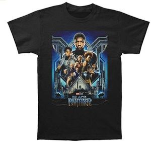 Black Panther Movie Poster Marvel GRAY Adult Tee